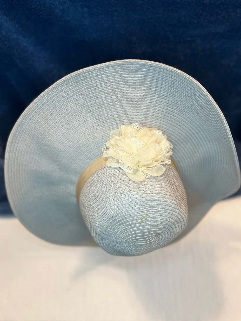 August Hat Company Gray Wide Brim Sun Hat w/ Flower